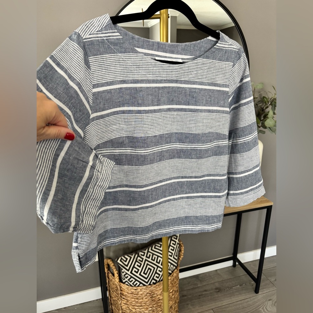 Sigrid Olsen Linen Striped Top - Picture 7 of 8